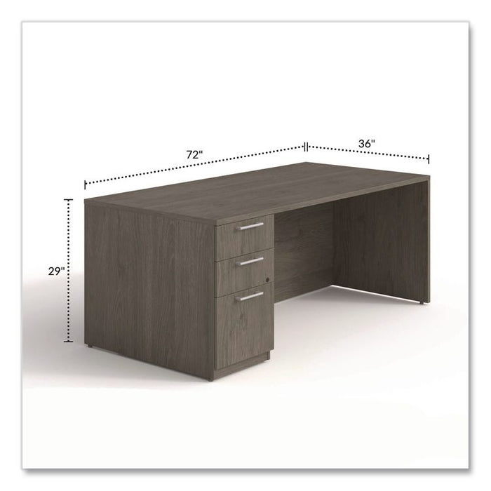 Alera Seville Series Single Pedestal Desk, Left Pedestal, 72" x 36" x 29", Walnut