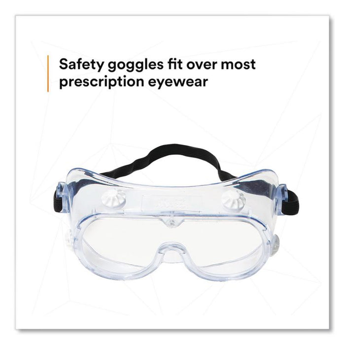 334 Safety Splash Goggles, OTG, Clear Anti-Fog Lens, Clear Frame