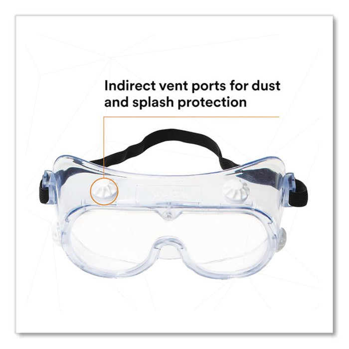 334 Safety Splash Goggles, OTG, Clear Anti-Fog Lens, Clear Frame