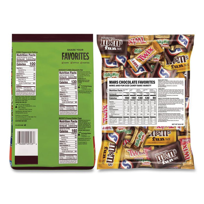 Assortment Milk Chocolate/Mar's Chocolate Favorites, 30.22 oz Bag and 62.6 oz Bag/Carton