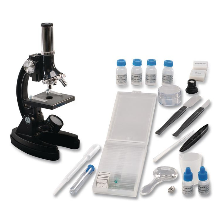 GeoSafari Micropro Microcope Set, 50x, 100x, 150x, 300x 600x Magnification, Plain Stage, Mirror Illuminator, Black, 95 Pieces