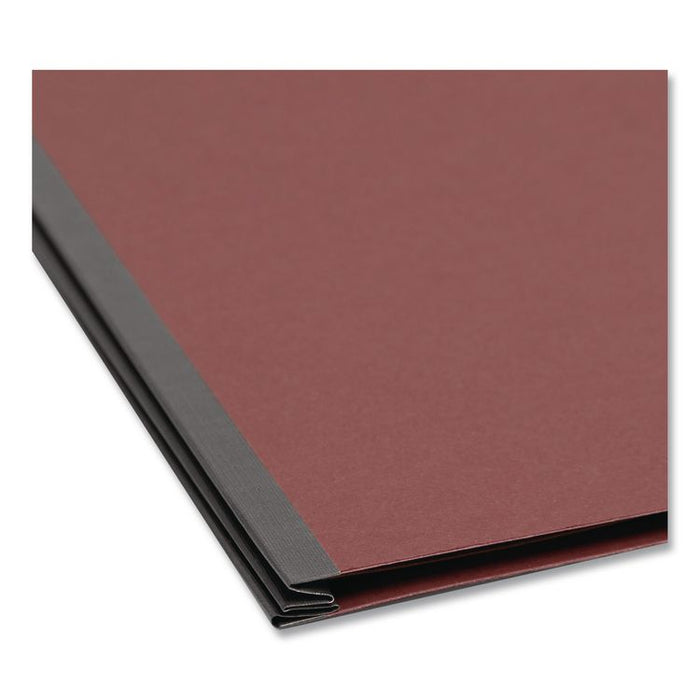 Pressboard Classification Folders, 2/5-Cut Tab, Expands 2", 2 Dividers, 6 SafeSHIELD Fasteners, Letter Size, Red, 10/Box