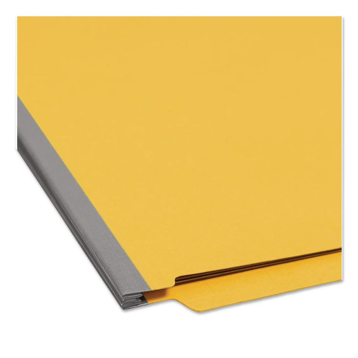 End Tab Pressboard Classification Folders, Expands 2", 2 Dividers, 6 SafeSHIELD Fasteners, Legal Size, Yellow, 10/Box