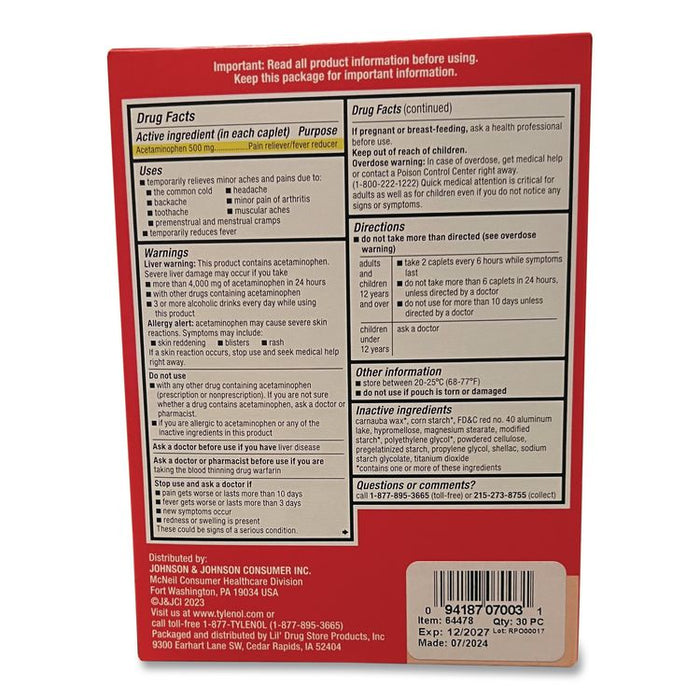 Extra Strength Caplets, Two-Pack, 30/Box
