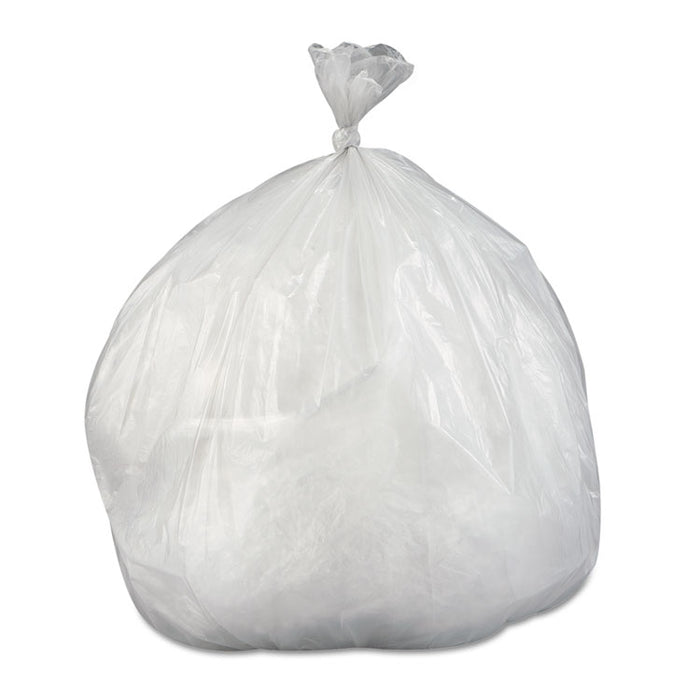 Low-Density Commercial Can Liners, 30 gal, 0.58 mil, 30" x 36", Clear, Interleaved Roll, 25 Bags/Roll, 10 Rolls/Carton