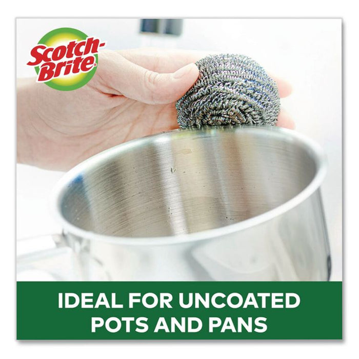 Stainless Steel Scrubber, Silver, 12/Carton