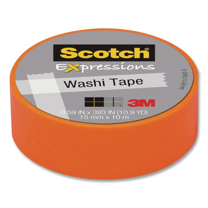 Expressions Washi Tape, 1.25" Core, 0.59" x 32.75 ft, Orange