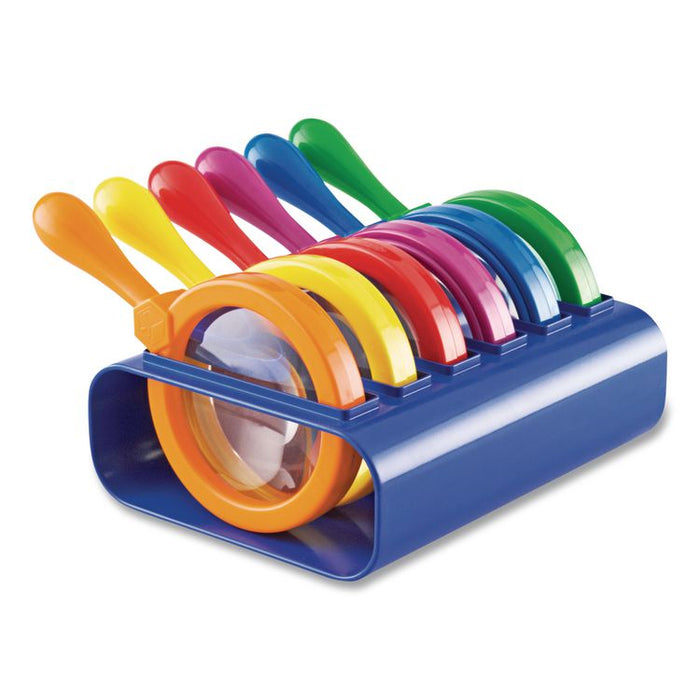Primary Science Jumbo Magnifiers with Stand, Ages 3 and Up, 4.5x, Plastic Lens, 4.5" dia, 6/Set