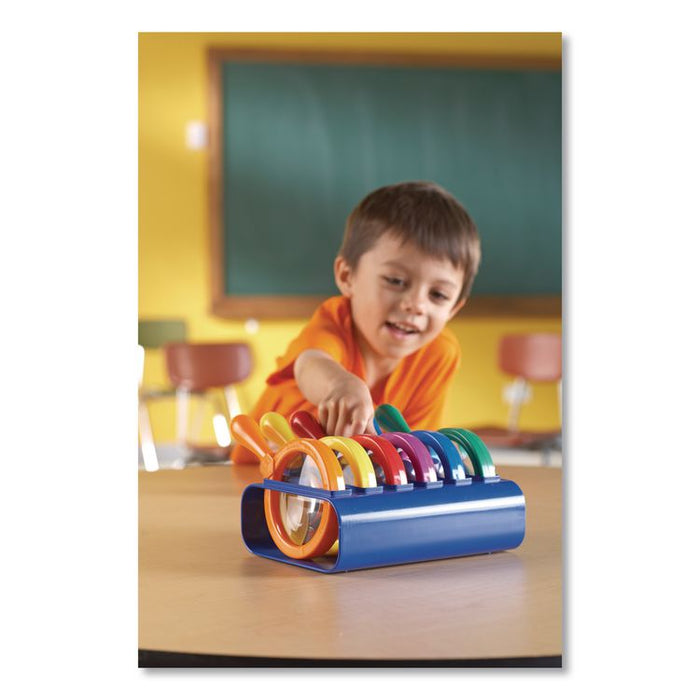Primary Science Jumbo Magnifiers with Stand, Ages 3 and Up, 4.5x, Plastic Lens, 4.5" dia, 6/Set