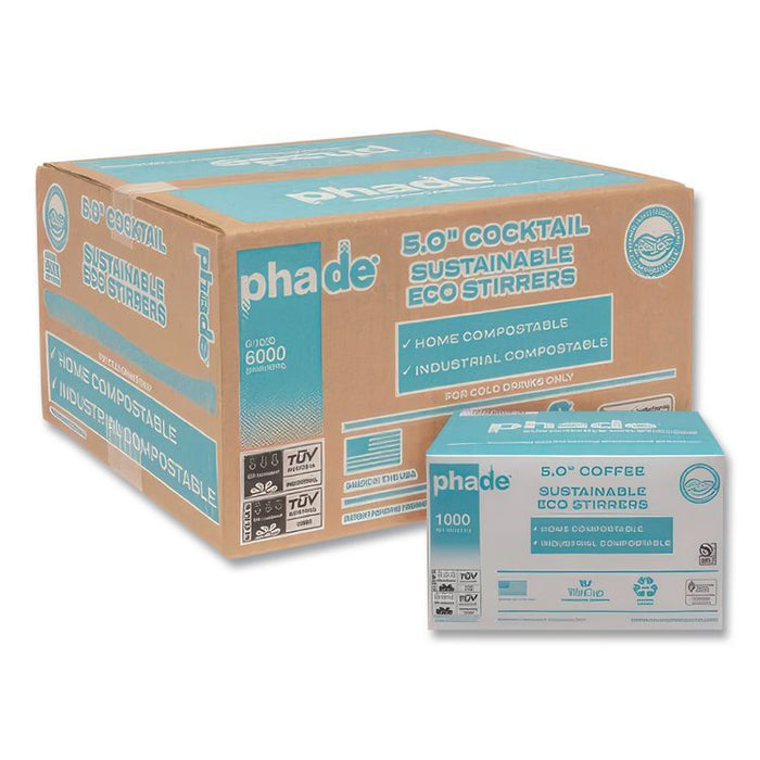 Marine Biodegradable Stir Straws, 5", PHA, Ocean Blue, 1,000/BX, 6 Boxes/Carton