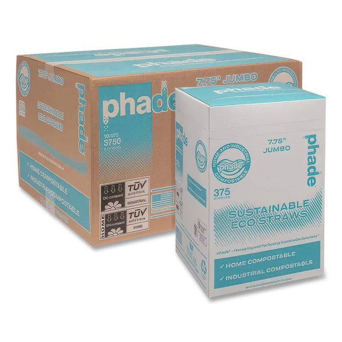 Marine Biodegradable Straws, 7.75", PHA, Ocean Blue, Wrapped, 375/Box, 10 Boxes/Carton