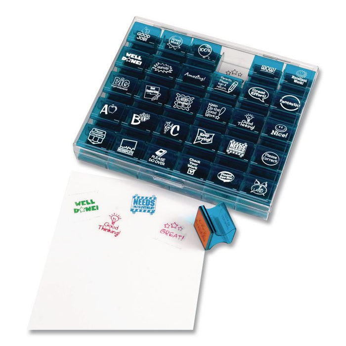 Teacher Stamps, Assorted Messages, 1.5" x 1.5", 30 Stamps
