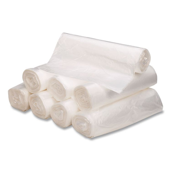 Linear Low-Density Can Liners, 16 Gallon, 0.6 mil, 24" x 33", Clear, 25 Bags/Roll, 20 Rolls/Carton