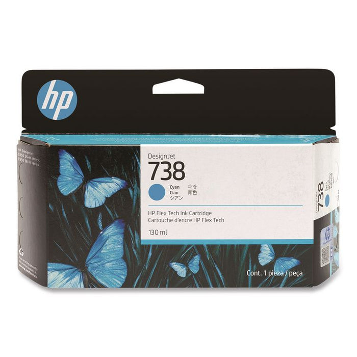 HP 738 (498N5ACT) Cyan Original DesignJet Ink Cartridge, 20/Carton