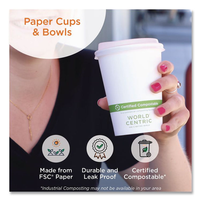 Paper Hot Cups, 8 oz, White, 1,000/Carton