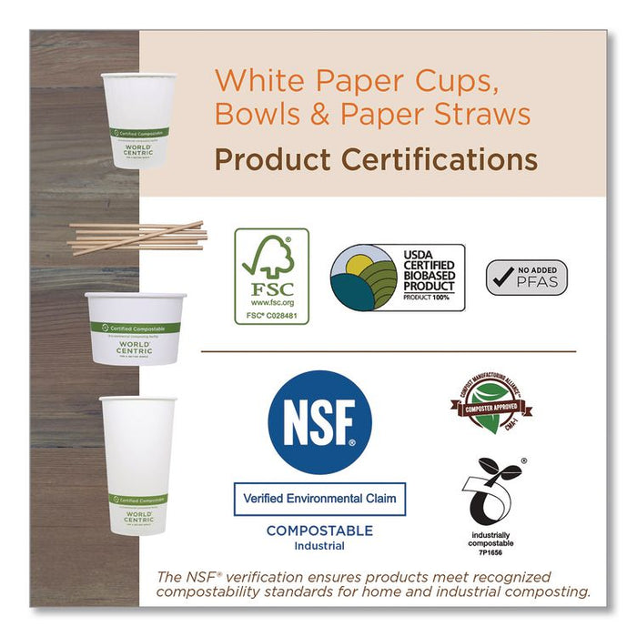 Sustainable Kraft Paper Straws, Wrapped, 8", Natural, 6,000/Carton