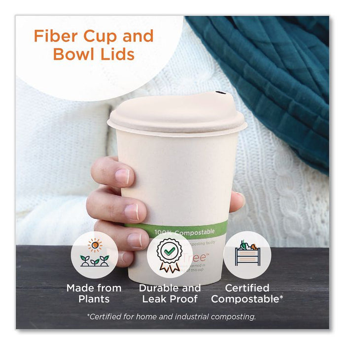 Fiber Lids for Bowls, Fits 8 oz Bowls, 3.7" Diameter x 0.4" h, Natural, Paper, 1,000/Carton