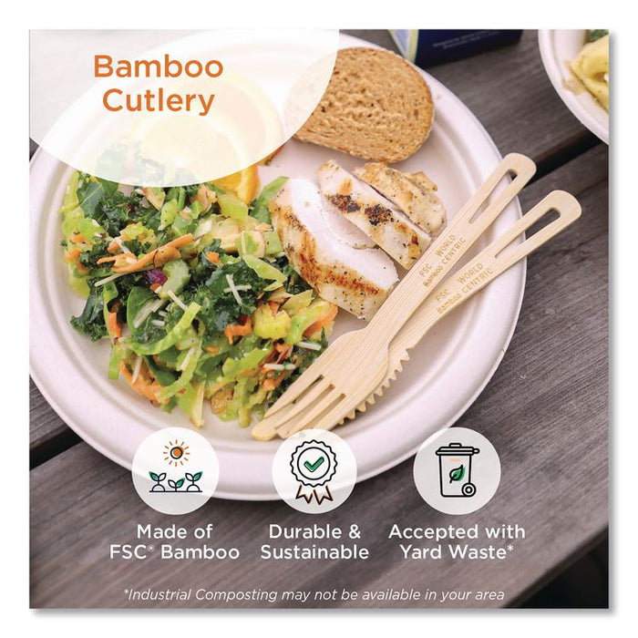Bamboo Cutlery, Fork, Paper, Natural, 2,000/Carton