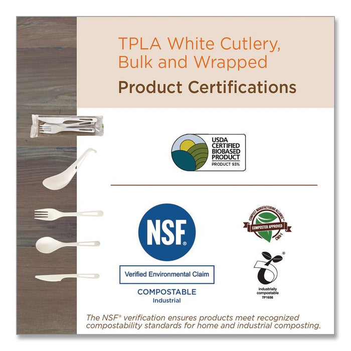 TPLA Bulk Cutlery, Spork, Plastic, Light Beige, 1,000/Carton