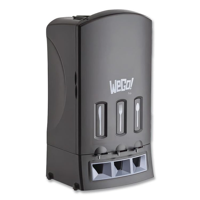 Trio Utensil Dispenser, Holds 100 Forks/100 Knives/100 Spoons, 13.39 x 15.75 x 23.62, Black