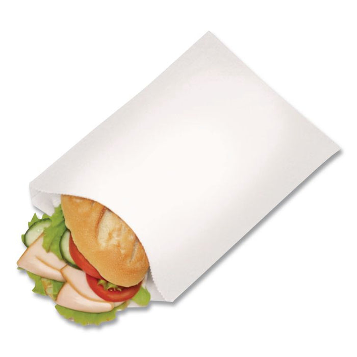 Grease-Resistant Single-Serve Bags, 6" x 0.75" x 7.25", White, 2,000 Bags/Carton