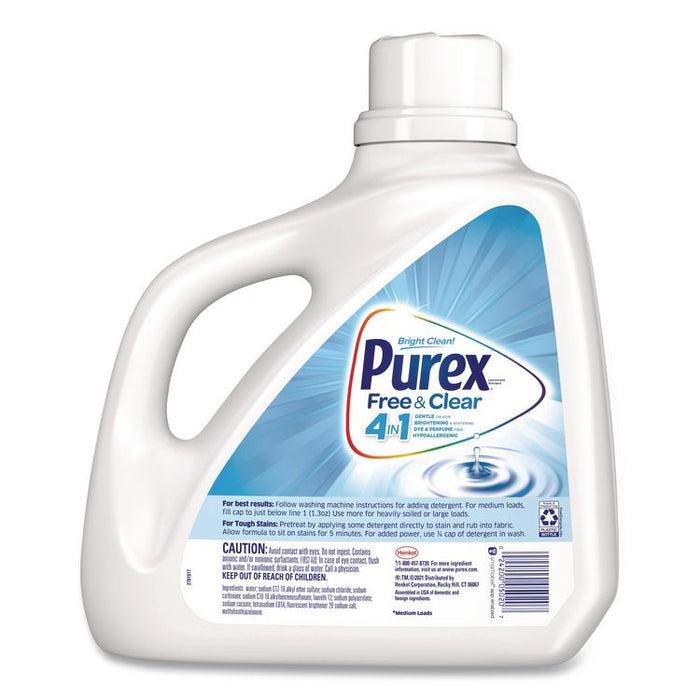 Free and Clear Liquid HE Laundry Detergent, Unscented, 150 oz Bottle, 4/Carton