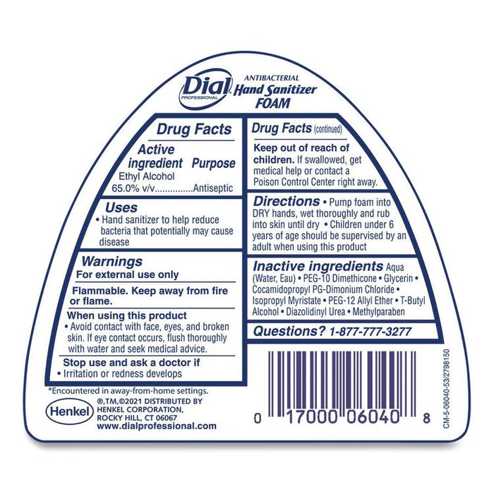 Antibacterial Foam Hand Sanitizer, 15.2 oz Pump Bottle, Fragrance-Free, 4/Carton