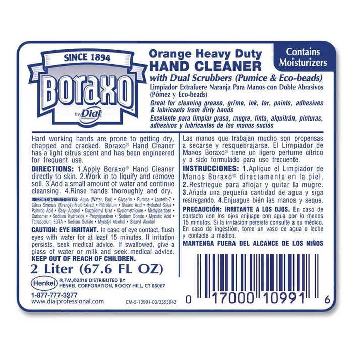 Orange Heavy Duty Hand Cleaner Refill, Citrus Scent, 2 L, 4/Carton