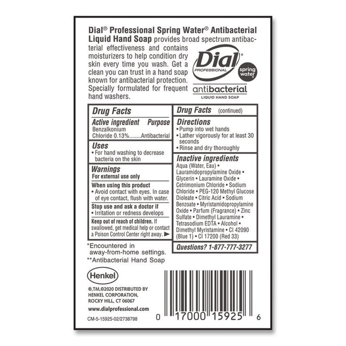 Antibacterial Liquid Hand Soap, Spring Water Scent, 1 gal