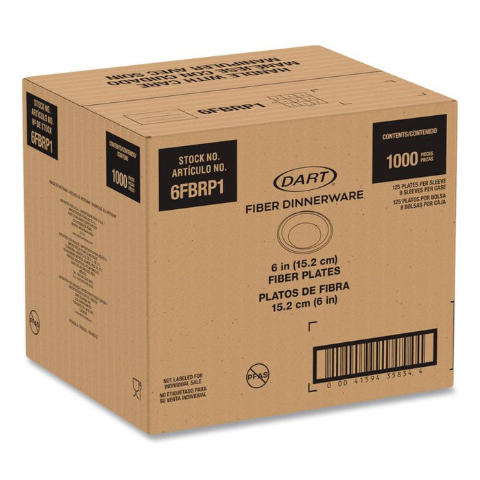Compostable Molded Fiber Dinnerware, ProPlanet Seal, Plate, 6" dia, Natural, 1,000/Carton