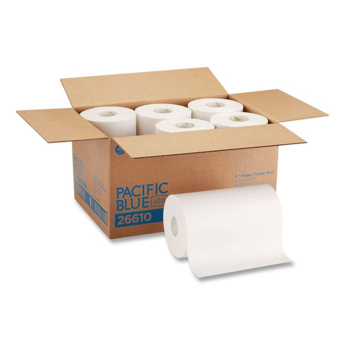 SofPull Hardwound Paper Towel Roll, Nonperforated, 1-Ply, 9" x 400 ft, White, 6 Rolls/Carton