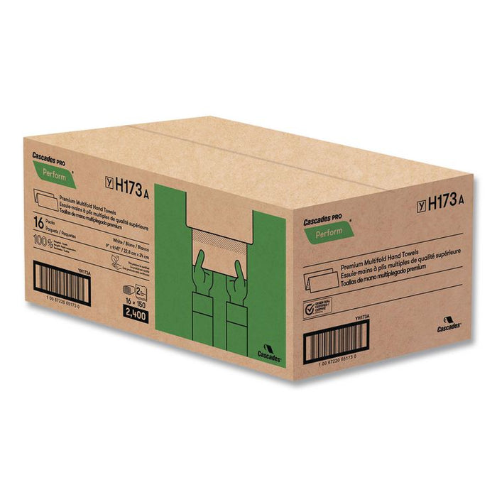 Perform Multifold Towels, 2-Ply, 9 x 9.45, White, 150/Pack, 16 Packs/Carton