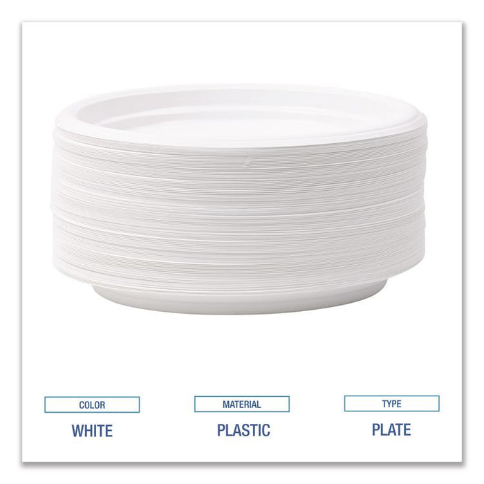 Hi-Impact Plastic Dinnerware, Plate, 6" dia, White, 1,000/Carton