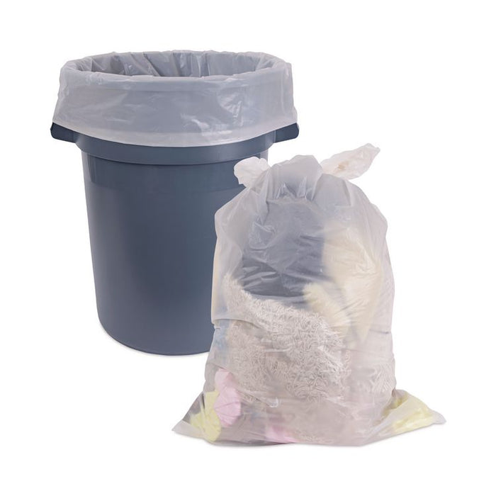 Industrial Can Liner Rolls, 60 gal, 2.5 mil, 21" x 17" x 65", Clear, 50/Carton