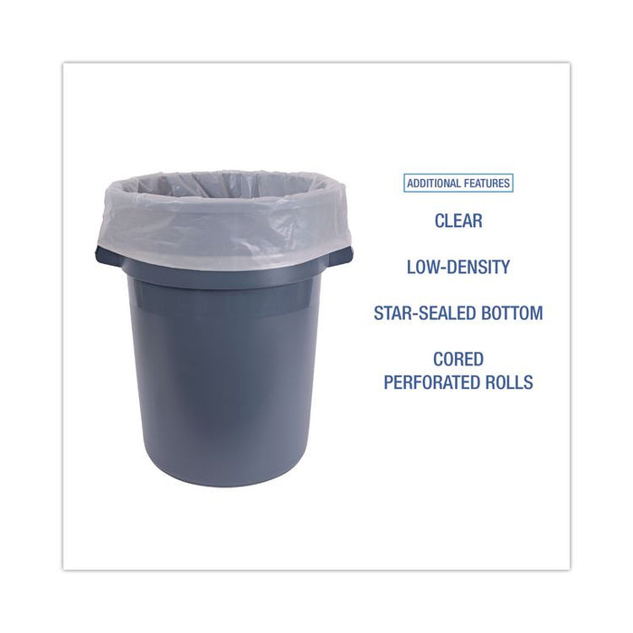 Industrial Can Liner Rolls, 60 gal, 2.5 mil, 21" x 17" x 65", Clear, 50/Carton