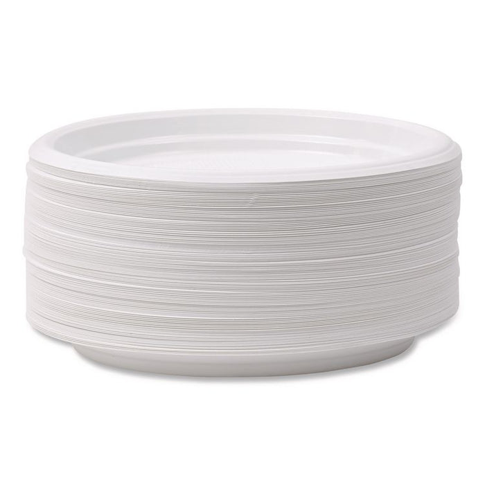 Hi-Impact Plastic Dinnerware, Plate, 6" dia, White, 1,000/Carton