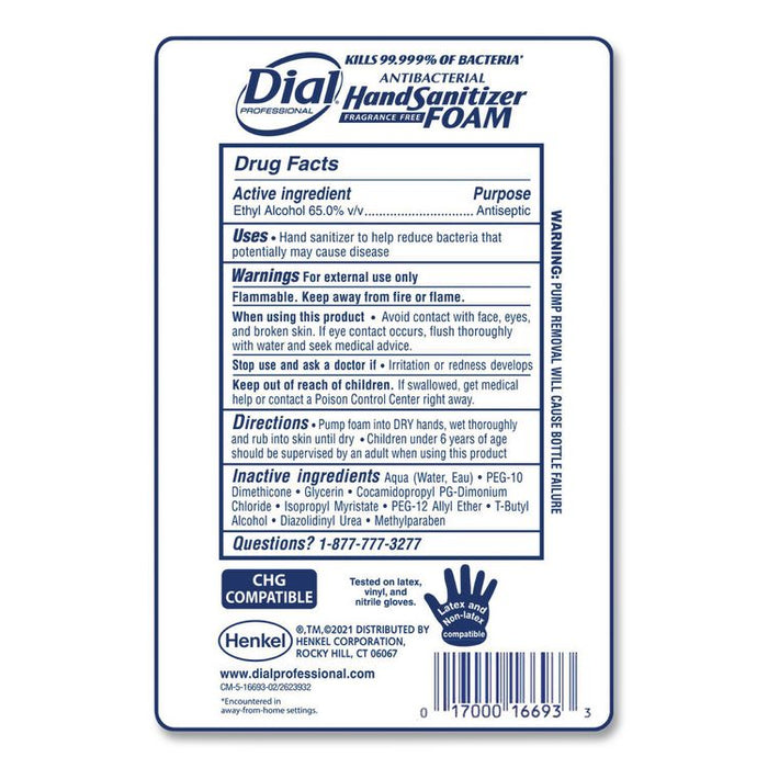 Antibacterial Foaming Hand Sanitizer Refill for FIT Touch Free Dispenser, 1 L Bottle, Fragrance-Free, 3/Carton