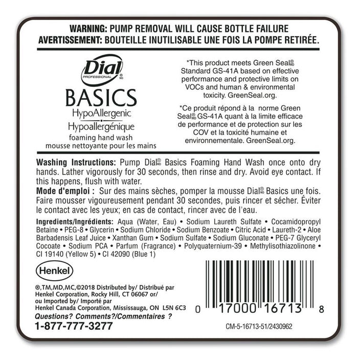 Basics Hypoallergenic Foaming Hand Wash Refill for FIT Manual Dispenser, Honeysuckle Scent, 1.2 L