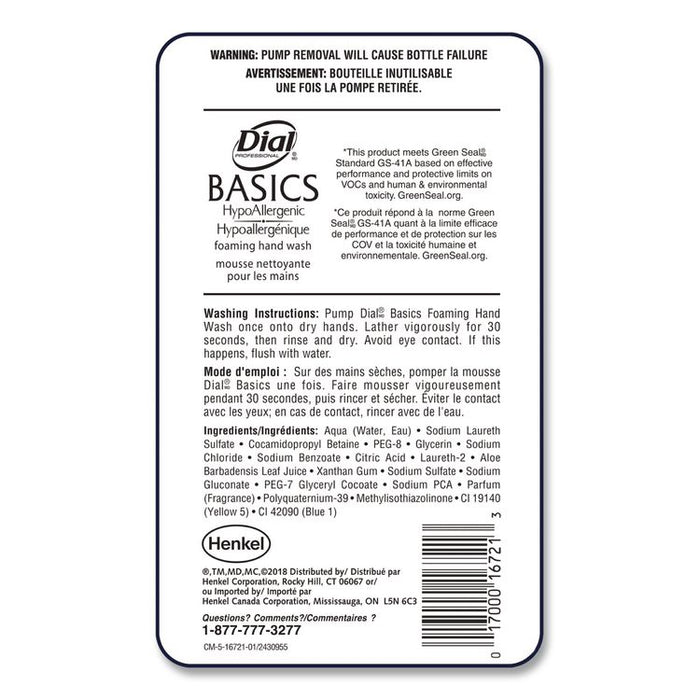 Basics Hypoallergenic Foaming Hand Wash Refill for FIT Touch Free Dispenser, Honeysuckle Scent, 1 L, 3/Carton