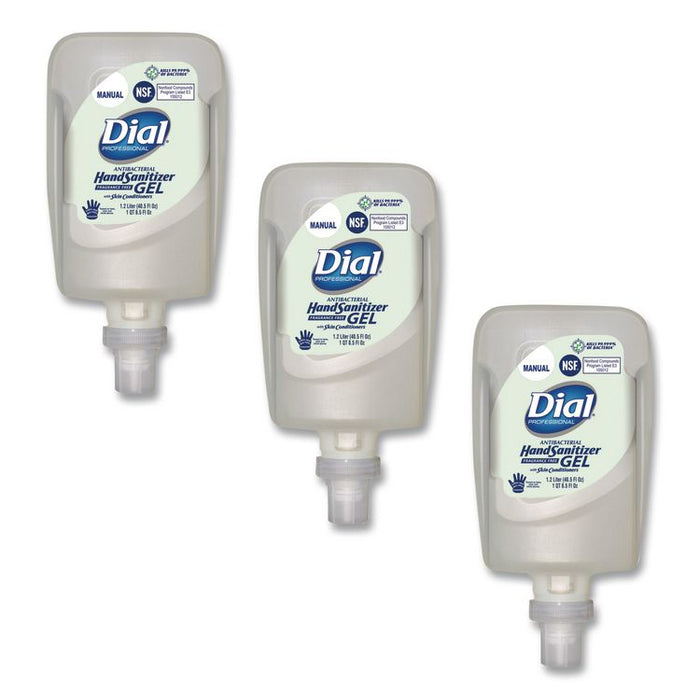 Antibacterial Gel Hand Sanitizer Refill for FIT Manual Dispenser, 1.2 L, Fragrance-Free, 3/Carton