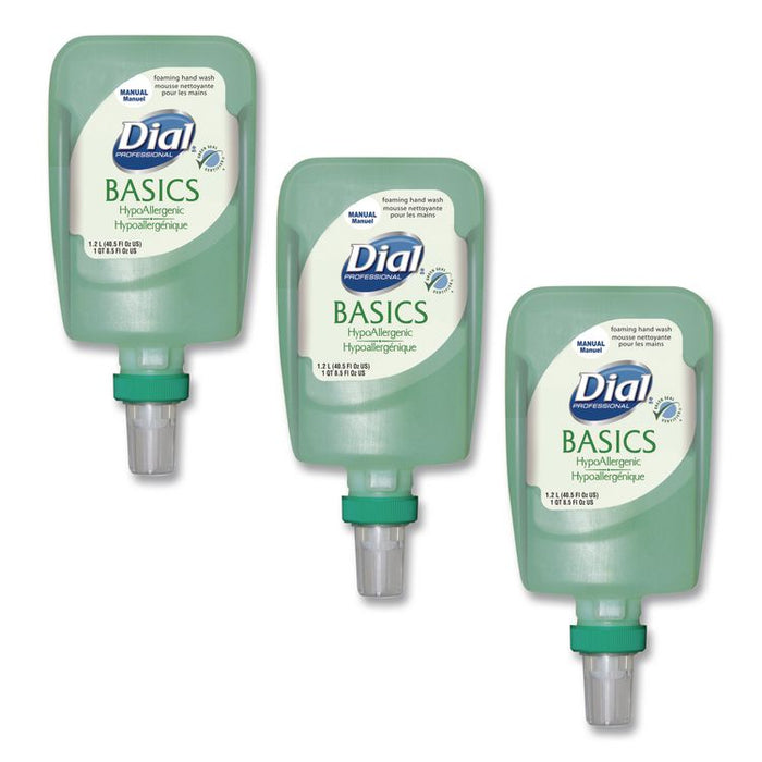Basics Hypoallergenic Foaming Hand Wash Refill for FIT Manual Dispenser, Honeysuckle Scent, 1.2 L, 3/Carton