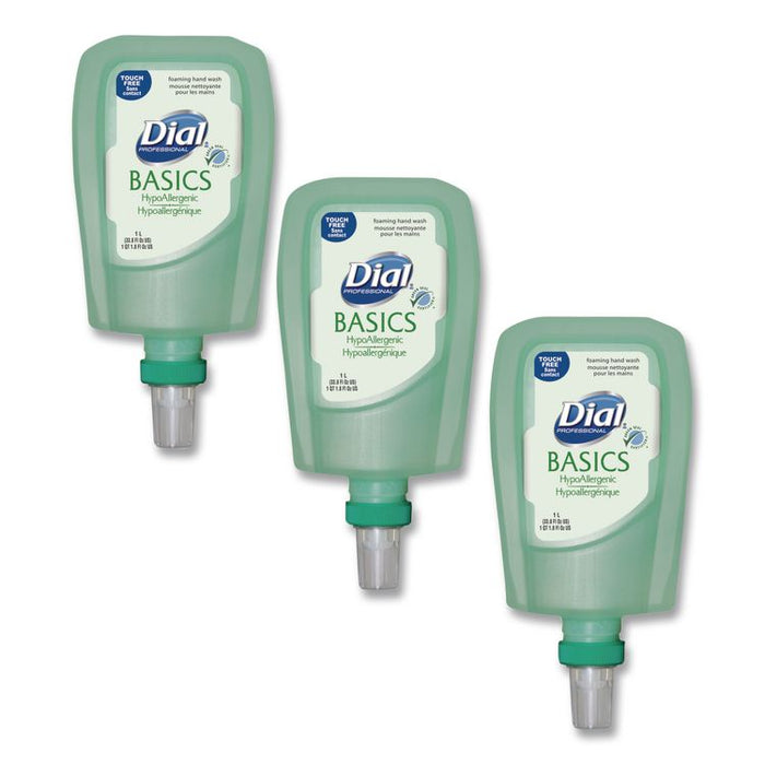 Basics Hypoallergenic Foaming Hand Wash Refill for FIT Touch Free Dispenser, Honeysuckle Scent, 1 L, 3/Carton
