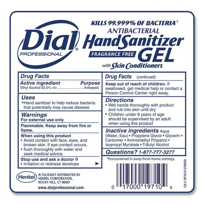 Antibacterial Foaming Hand Sanitizer Refill for Dial 1700 V Dispenser, 1.2 L, Fragrance Free, 3/Carton