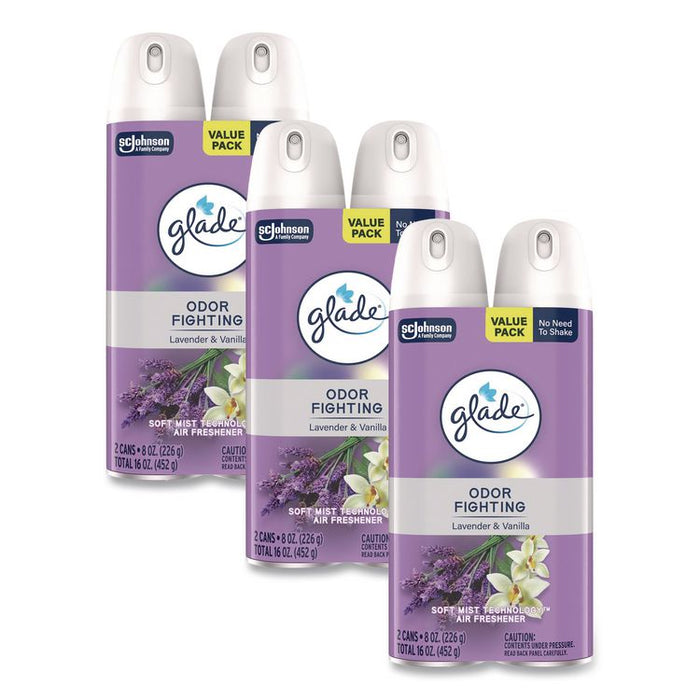 Air Freshener, Lavender and Vanilla, 8.3 oz Aerosol Spray, 2/Pack, 3 Packs/Carton