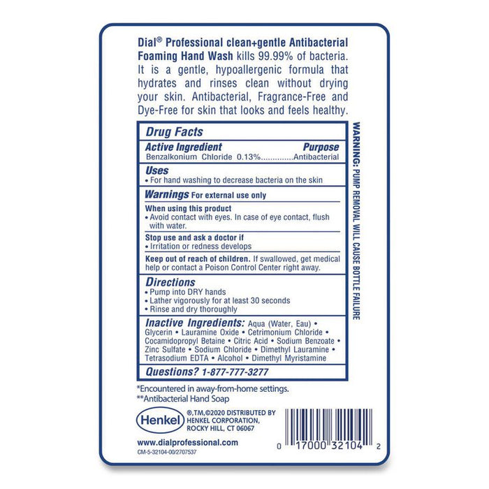 Clean+Gentle Antibacterial Foaming Hand Wash Refill for FIT Touch Free Dispenser, Fragrance-Free, 1 L, 3/Carton