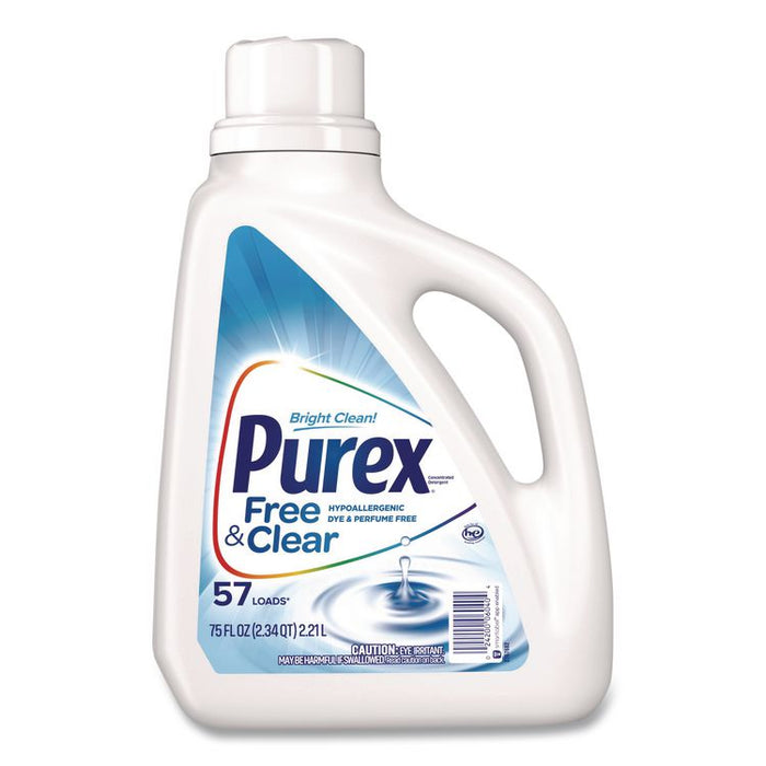 Free and Clear Liquid HE Laundry Detergent, Unscented, 57 Loads, 75 oz Bottle, 6/Carton