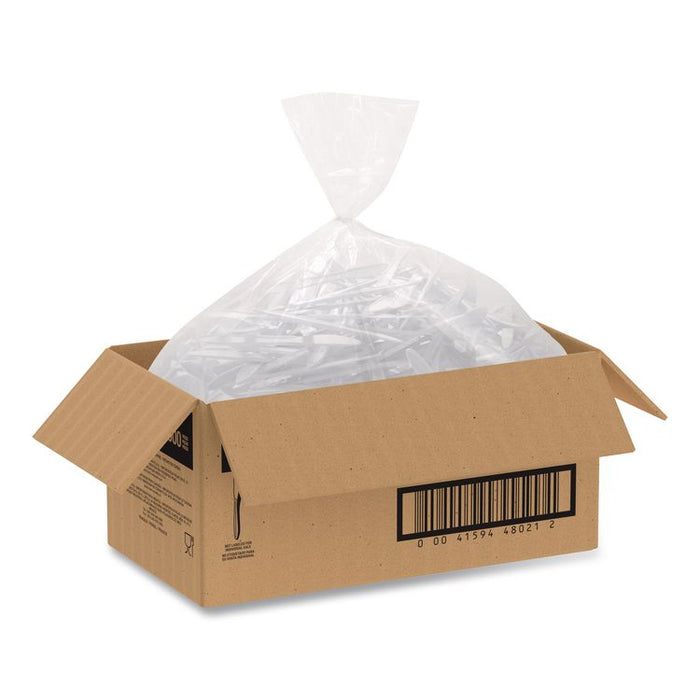 Style Setter Medium Weight Polypropylene Cutlery, Knife, Plastic, White, 1,000/Carton