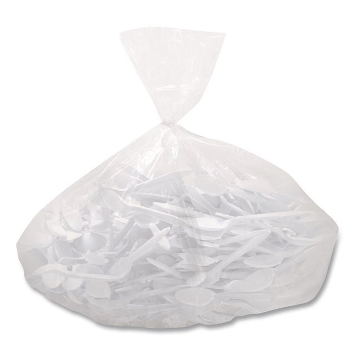 Style Setter Medium Weight Polypropylene Cutlery, Teaspoon, Plastic, White, 1,000/Carton