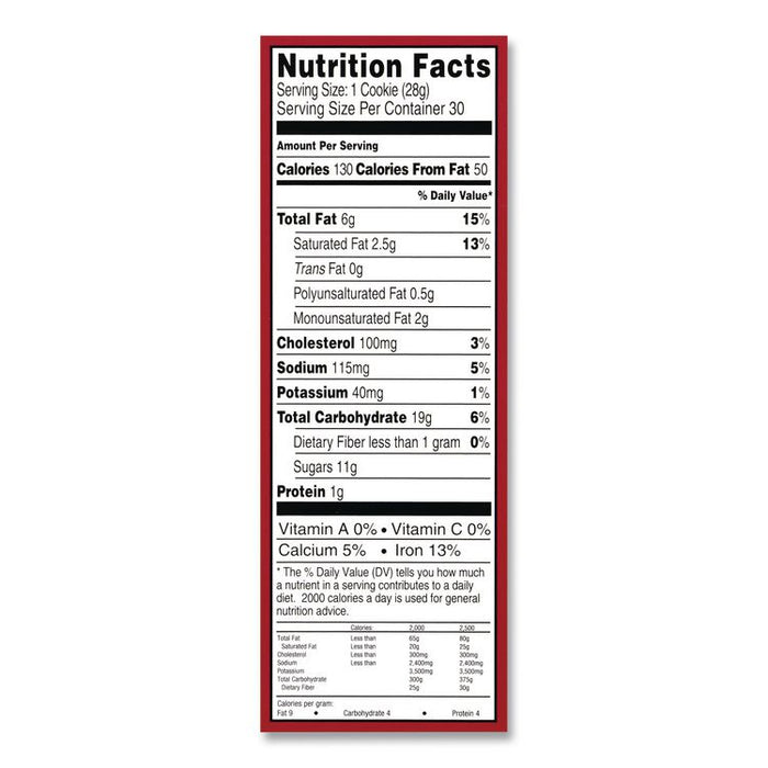 Milk Chocolate Chip Cookies, 1 oz, Individually Wrapped Pack, 30/Carton