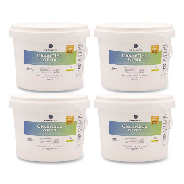 CleanCide Disinfecting Wipes, 1-Ply, 8 x 5.5, Fresh Scent, White, 400/Tub, 4 Tubs/Carton